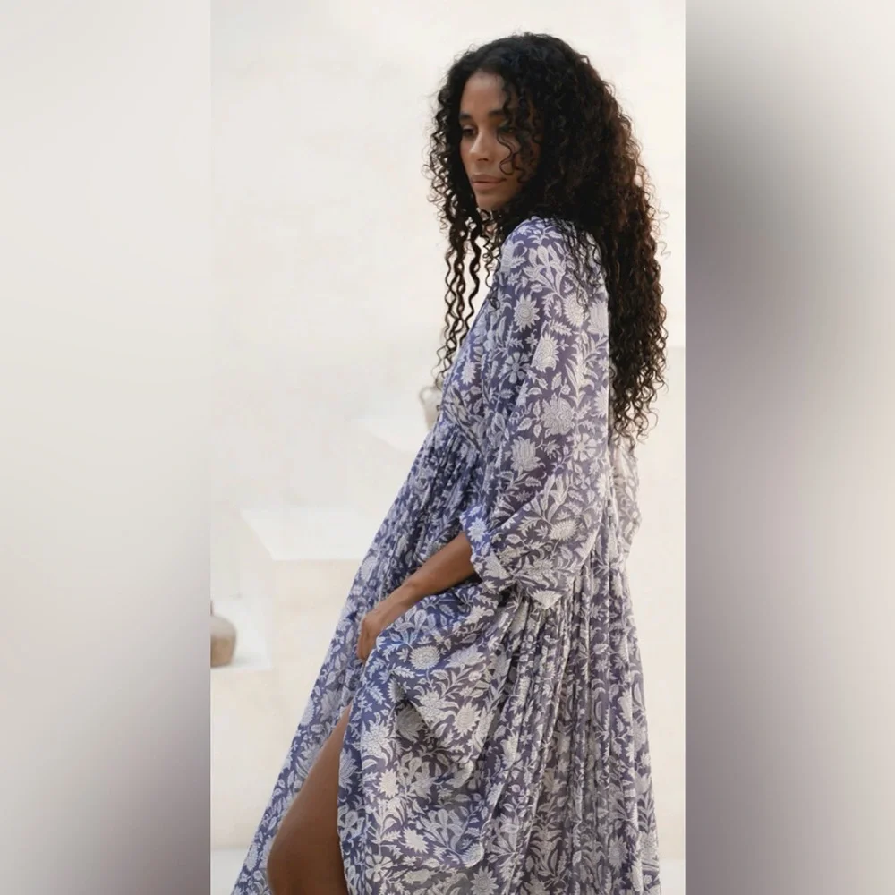 NWT Daughters of India Kyra Midi Dress ~ Blue Iris XXL (12-14) - Picture 12 of 15